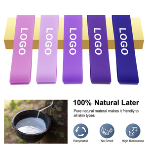Juego de 5 bandas de resistencia de látex natural, bandas de ejercicio de resistencia ligera en color degradado morado para todas las edades, ecológicas - Product Image 1