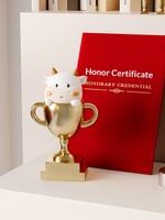 Trophée et ornements en résine personnalisés en forme de vache de dessin animé créatif pour les cadeaux souvenirs de gravure du champion des ventes de la réunion annuelle