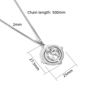 18K Vàng Thép Không Gỉ Vòng Cổ Với Cao Cấp Thời Trang Cutout Gương Bản Đồ Thế Giới Mặt Dây Chuyền Hợp Thời Trang Bướm Chuỗi Phụ Kiện - Product Image 6