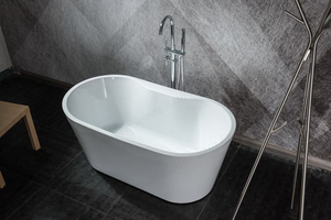 Baño chino de 1300mm, Gemy, pequeño, individual, blanco, de resina acrílica, Oval, bañera - Product Image 3