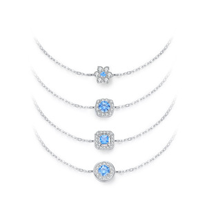 Pulsera de Cadena de Plata de Ley S925 con Circonitas de la Serie Azul Océano para Mujer, Joyería de Moda para Uso Diario, Versión de Cobre Personalizable - Product Image 1