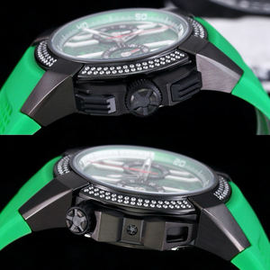 Montre de luxe noire de haute qualité 2026 avec lunette entièrement sertie de diamants, chronographe squelette et bracelet en caoutchouc noir pour homme - Product Image 4