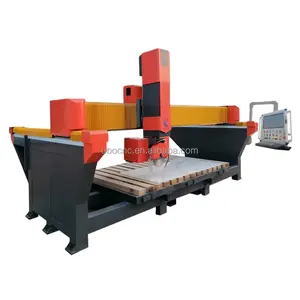 UBO CNC 2024 3000*2000mm 5 axis marble granite bridge saw stone cutting machine solid wood working table with CCD