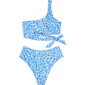 Traje de baño sexy recortado multicolor Detalles de aro plateado Trajes de baño Triángulo Corte completo Bikini - Product Image 3