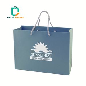 Bolsa de compras impresa personalizada con logotipo personalizado de embalaje de lujo con mango de arte blanco promocional - Product Image 4