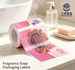 Love Fragrance <b>Bath</b> Soap Label Custom Printed Adhesive Sticker Pink Rose Design Decorative Paper Label - Product Image 1