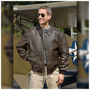 Chaqueta de Cuero Genuino para Hombre, de Alta Calidad, al por Mayor, Tallas Grandes, Reversible, de Invierno, Estilo Urbano, con Cuello Alto - Product Image 4