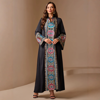Robe longue à manches longues pour femmes musulmanes, style ethnique vintage, col montant, brodée, longueur cheville, pour banquets du Moyen-Orient