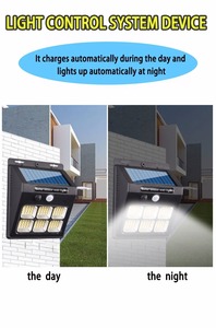 โคมไฟพลังงานแสงอาทิตย์กลางแจ้ง โคมไฟติดผนังลานบ้าน ไฟส่องสว่างพร้อมเซ็นเซอร์ตรวจจับการเคลื่อนไหว ใช้ในบ้าน สวน กันน้ำ ประหยัดพลังงาน ไฟ LED สำหรับถนน - Product Image 4
