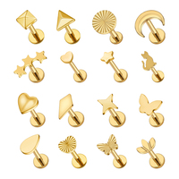 Droit Grand F136 Titane Plaqué Or Simple Série Conception Catalogue Lèvre Nez Oreille Anneau De Mode Bijoux Corps Piercing Bijoux