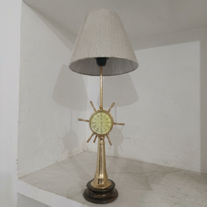 Nautical <b>Ship</b> <b>Wheel</b> Table Lamp Metal Bedside Floor Lamp White Fabric Shade Modern Home Office Decor - Product Image 1