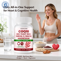 Capsules de Coenzyme Q10 OEM, complément alimentaire pour la santé cardiaque, riz de levure rouge, oméga 3, vitamine K2 D3, complexe de magnésium COQ10, 10 en 1 capsules
