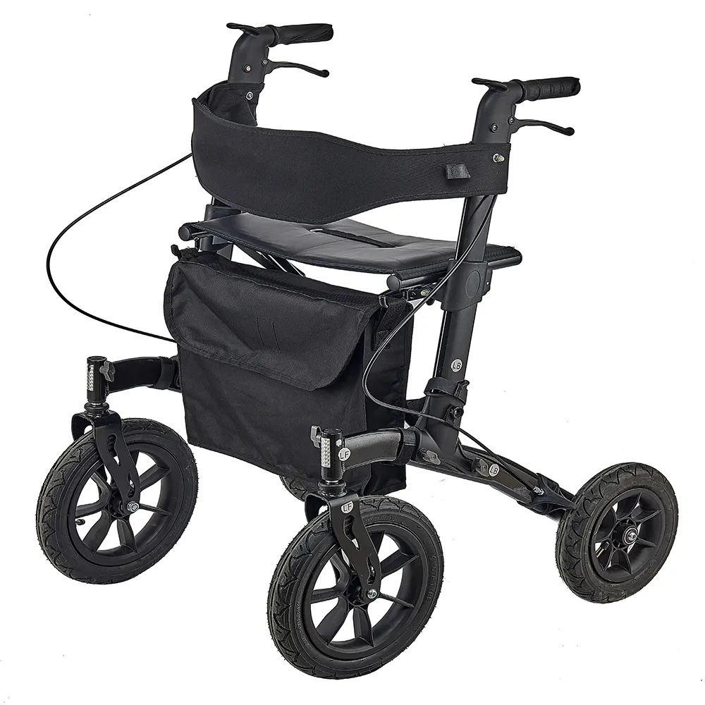 Rollator pneumático do projeto compacto com o caminhante macio do rollator de Seat para treinar o caminhante do rollator do aperto do punho do PVC