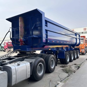 Traktör Arkası 4 Akslı 45m3 Ağır Hizmet Tipi Damperli Yarı Römork 45 Metreküp 80 90 Tonluk Damperli Kum Çakıl Taşıma Treyleri Satılık - Product Image 4