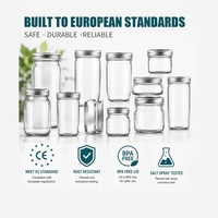 Ensemble de bocaux en verre transparent personnalisables, sans BPA, pour le stockage des aliments, à large ouverture, pour cornichons, miel, confiture, bocaux de conserve