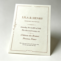 Carte d'invitation de mariage classique européenne gaufrée et imprimée numériquement, carte formelle pour invités de cérémonie et de banquet, taille personnalisée