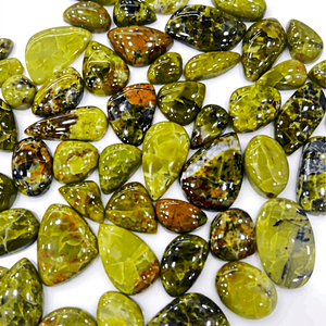 Opale verte naturelle de qualité supérieure, cabochon, pierre précieuse, taille personnalisée 20-30 mm, certifiée CMA, fabrication de bijoux Alif - Product Image 1
