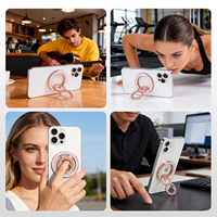 Support de téléphone magnétique de luxe en strass, anneau de doigt scintillant en diamant, béquille pour iPhone 360 °   Accessoire de mode rotatif