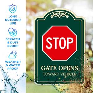 Venta directa de fábrica Personalizar 12*18 pulgadas Stop Gate se abre hacia el letrero de decoración del vehículo con protección UV e impermeable - Product Image 4