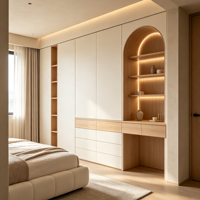 Système d'armoires murales en bois sur mesure Melinco, solution tout-en-un pour chambre principale, dressing, conception gratuite, rangement pour dressing, armoire