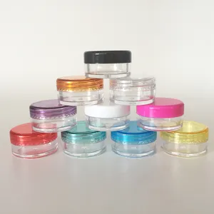 Offre Spéciale en plastique de forme ronde 3 grammes/3ml pot de crème cosmétique, 3g pot cosmétique conteneur avec la couleur multi casquettes