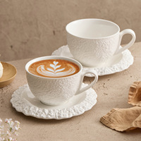 Ensemble tasse et soucoupe en céramique à motif rocheux, grain de pierre texturé, pour latte, cappuccino, café, thé de l'après-midi, cadeau pour femme