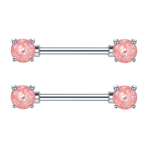 14G 316L Acier Chirurgical Rose Simulé Opale Glitter Gemstone Mamelon Anneau Haltères Griffe Réglage Mamelon Piercing Bode Bijoux - Product Image 1