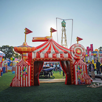 Arco Inflable de Circo para Entrada, Decoración Gigante para Eventos Navideños, Temática de Dibujos Animados, con Bomba de Aire Eléctrica Resistente