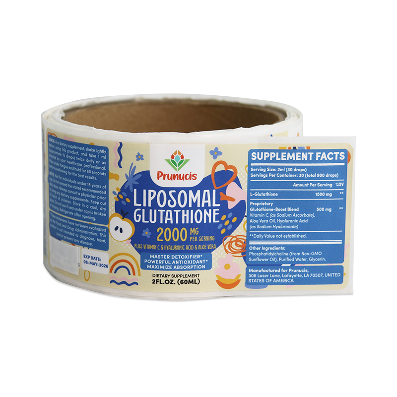 Custom Self Adhesive Packaging Labels Roll Printed Stickers Vitamin Bottles Food Safety Packaging Labels