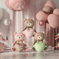 Balon Foil Bentuk Beruang Cinta Kamu Desain Baru 105.5x66.5 cm Cetak Gravure 4 Warna untuk Dekorasi Pesta Hari Valentine
