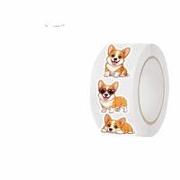 Kişiselleştirilmiş Logolu Sevimli Corgi Köpek Çıkartmaları Su Geçirmez Kesim Yapışkanlı Etiketler Çocuklar İçin Küçük İşletmeler Evcil Hayvan Malzemeleri Rulo Baskı