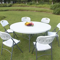 Vente en gros de meubles d'extérieur de haute qualité table pliable de 72 pouces en plastique tables pliantes pour repas, bbq, camping, pique-nique
