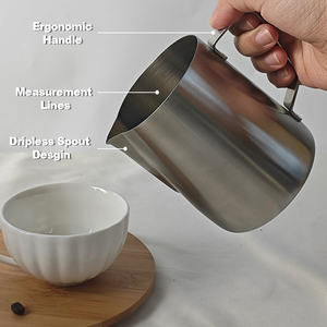 <span class=keywords><strong>Pichet</strong></span> à mousse de lait en acier inoxydable 12 OZ 20 OZ 600ML pour Barista, <span class=keywords><strong>Cappuccino</strong></span>, Latte Art - Product Image 3