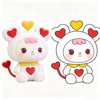 Peluche Mascotte Personnalisée avec Queue Décorée de Cœur Rouge, Jouets en Peluche Personnalisés, Fabricant de Peluches sur Mesure