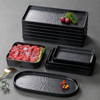 Vaisselle en mélamine Rectangle noir Hot Pot Restaurant Boule de poisson Snack Sushi Meatball Plate