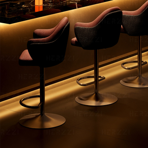 豪华北欧复古现代可调高架旋转酒吧凳，用于厨房岛柜台和餐厅 - Product Image 3