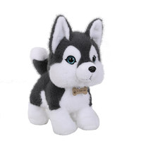 Peluche Realista de Perro Husky, Muñeco de Peluche de Husky Siberiano, Simulación de Cachorro con Etiqueta Metálica, Peluches Suaves para Niños