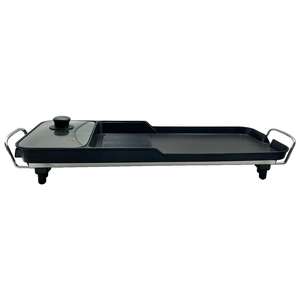 Grill électrique avec revêtement antiadhésif à base d'eau et design extensible 2-en-1, idéal pour le camping en plein air et la cuisson en intérieur - Product Image 1