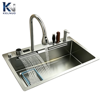 Évier de cuisine en acier inoxydable brossé au design personnalisé, évier de cuisine cascade brossé