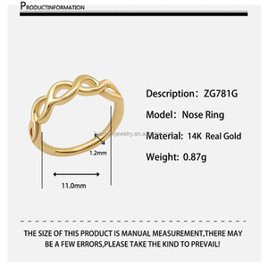 <strong>14K</strong> Soild Gold <strong>Nose</strong> Ring Segment Ring Helix Earrings Hoop Rings Daith Tragus Earring Body Piercing Jewelry - Product Image 6