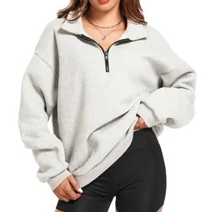 Quá Khổ hoodie nửa Zip áo cho phụ nữ 2023 dài tay áo quý Zip Áo Thun Y2K Hoodies Tops mùa thu mùa đông trang phục