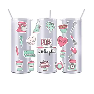 Healthy Food 20OZ UV DTF Tumbler Straight Wrap Transfers Stickers Custom Labels DIY Durable Waterproof Logo Girl Paris