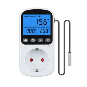 EU Plug Digital Temperature Controller Socket Outlet Thermostat With Timer Sensor Probe Heating Cooling Switch 16A Backlight