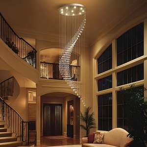 Casa Entrada Do Hotel Sala De Estar Grande Iluminação Pendurado Modernas Luzes Pingente De Luxo Led De Cristal Grandes Lustres para Tetos Altos - Product Image 4