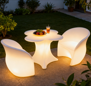 Meubles modernes LED approuvés CE RoHS Ensembles de jardin à couleur changeante Ensembles de <span class=keywords><strong>table</strong></span> et de chaises pour boîte de nuit - Product Image 4