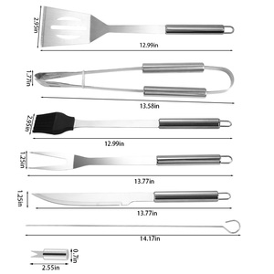 Ensemble de 18 ustensiles de <span class=keywords><strong>barbecue</strong></span> portables en acier inoxydable avec étui, pinces et spatules robustes pour camping et grillades en extérieur - Product Image 2