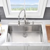 Évier de cuisine 30*18 à encastrer sous plan, poste de travail, acier inoxydable de calibre 16, évier simple profond avec planche à découper