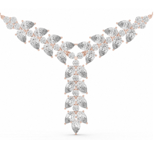 Collar con colgante de diamante talla pera en forma de Y, de oro macizo de 14K, con diseño de enredadera botánica, colgante colgante en cascada, de diamante cultivado en laboratorio, llamativo y de alta joyería - Product Image 3