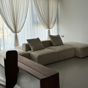 Divano Modulare a L a 3 Posti dal Design Confortevole per <span class=keywords><strong>Soggiorno</strong></span> in Stile Nordico Moderno - Product Image 1