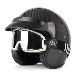 3/4 шлем из углеродного волокна с открытым лицом в стиле ретро и встроенным козырьком - Product Image 6